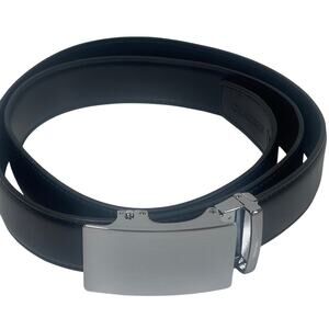 Chaoren Belt Mens 28-42 Inch Black Strap Silver Plated Adjustable Buckle Ratchet